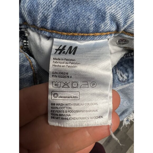 & DENIM Vintage High-Waisted Light Wash Denim Distressed Shorts, Raw Hem, BEACH - Picture 11 of 12